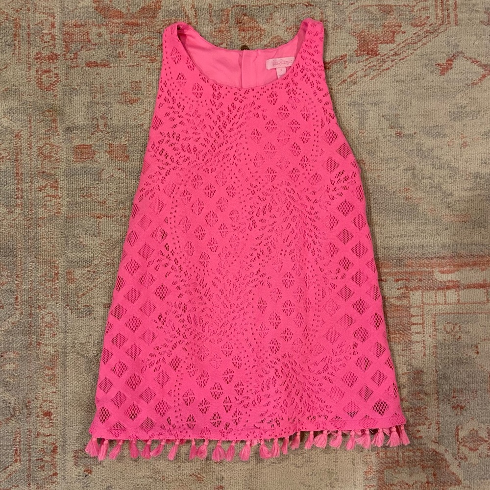 Lilly Pulitzer Pink Sunset Pineapple Geo Lace Lynn Top, Small